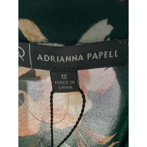 NWT Adrianna Papell Floral Green Blouse - Picture 3 of 4
